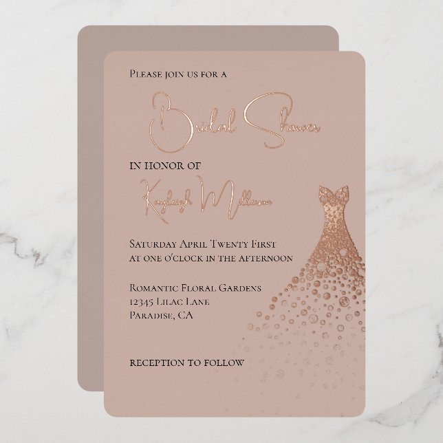 Cream Blush Glam Diamonds Dress Bridal Shower (Front/Back)