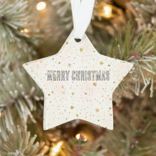 Cream Blush Gold Stars Christmas Ornament