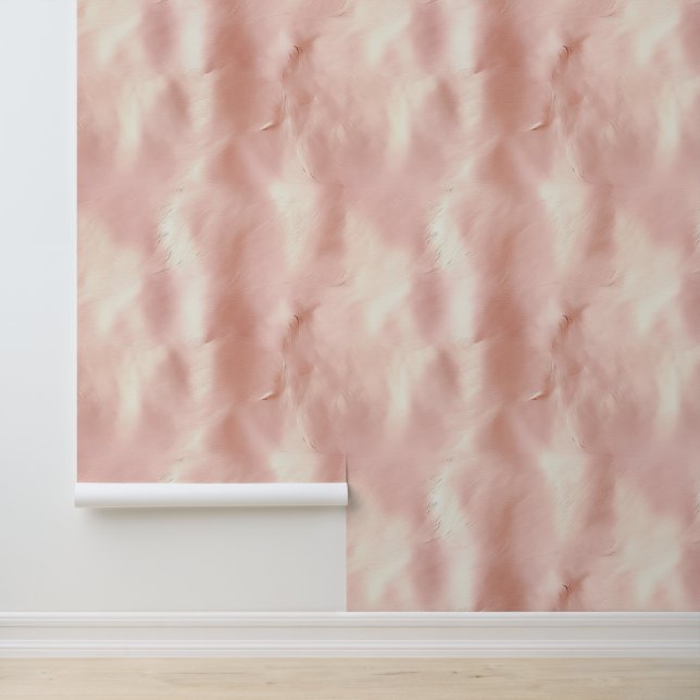 Cream Blush Pink Southwest Cowhide Wallpaper (Application)