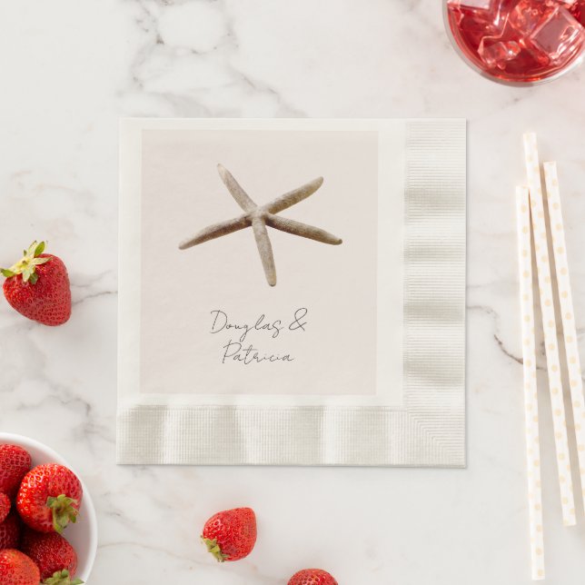Cream Blush Starfish Beach Napkin (Insitu)