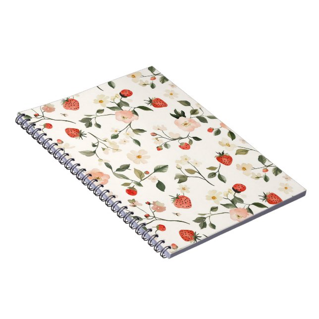 Cream Blush Strawberries Notebook (Right Side)