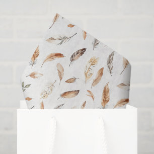 Cream Boho Feathers Birthday Tissue Paper