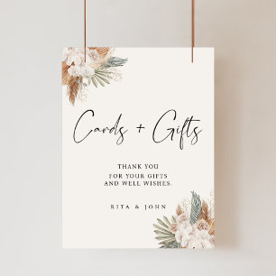 Cream Boho Floral Cards and Gifts Wedding Sign