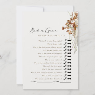 Cream Boho Guess Who Said It Shower Game Invitation