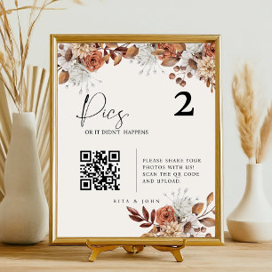 Cream Boho Pics or didn't Happen Seating Chart Pedestal Sign
