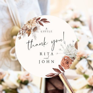 Cream Boho Wedding Colourful a Sweet Thank You Classic Round Sticker