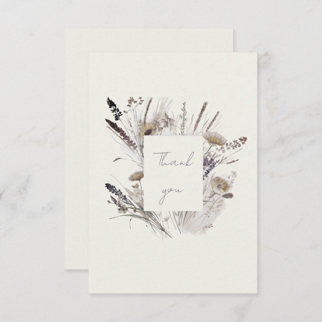 Cream Boho Wildlflower Baby Shower Thank You (Front/Back)