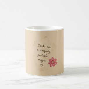 Cream Books Magic Red Flower Coffee Mug