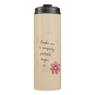 Cream Books Magic Red Flower Thermal Tumbler