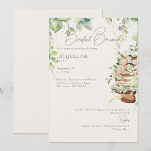 Cream Botanical Cake Bridal Brunch Invitation