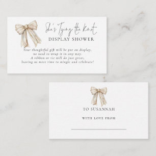 Cream Bow Tying The Knot Display Shower Enclosure Card
