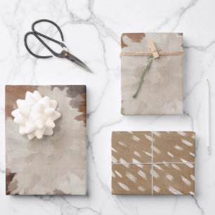 Cream Brown Abstract Birthday Wrapping Paper Sheet