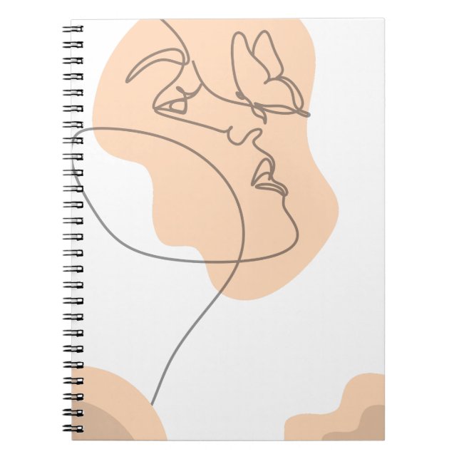 Cream Brown Abstract Spiral Photo Notebook (Front)