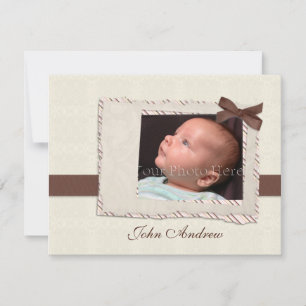 Cream Brown Baby Photo Card