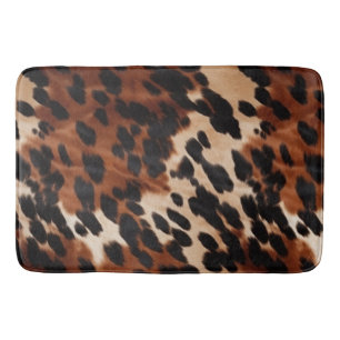 Cream Brown Black Cowhide Bath Mat