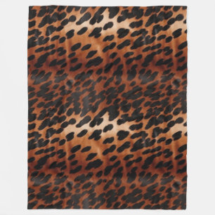 Cream Brown Black Cowhide Fleece Blanket