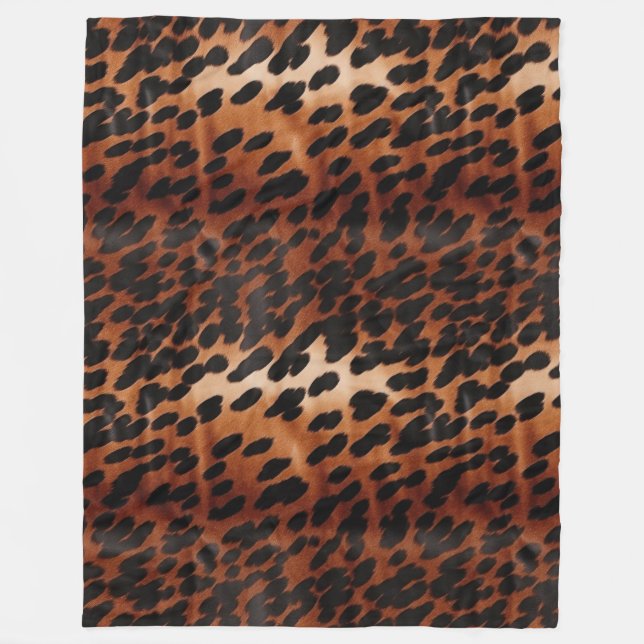 Cream Brown Black Cowhide Fleece Blanket (Front)
