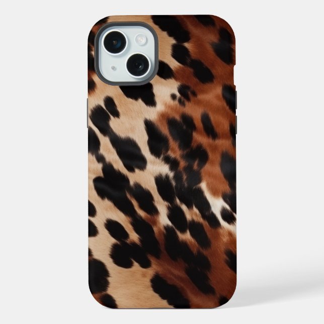 Cream Brown Black Cowhide iPhone Case (Back)