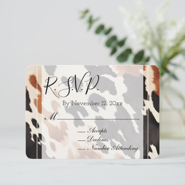 Cream Brown Black Western Wedding RSVP Enclosure Card (Standing Front)