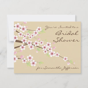 Cream / Brown Blossom Bridal Shower Invitation