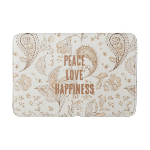 Cream Brown Boho Bohemian Bath Mat