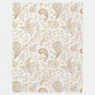 Cream Brown Boho Bohemian Fleece Blanket