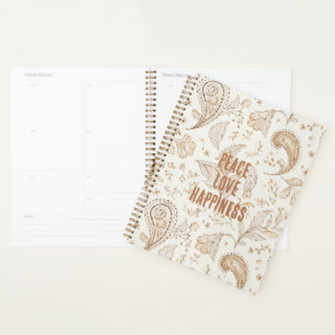 Cream Brown Boho Bohemian   Planner