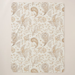Cream Brown Boho Bohemian Sherpa Blanket