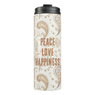 Cream Brown Boho Bohemian   Thermal Tumbler