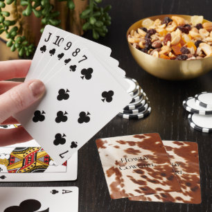 Cream Brown Cowgirl Cowboy Cowhide Playing Cards