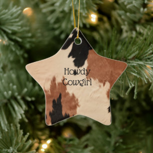 Cream Brown Cowhide Ceramic Tree Decoration