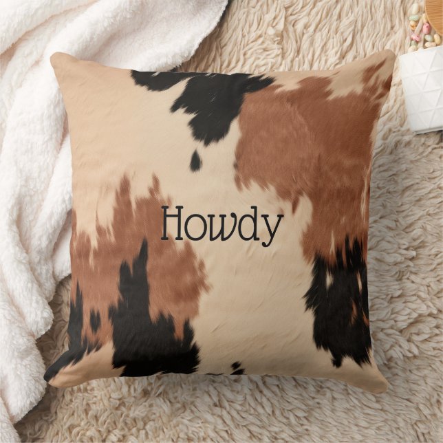 Cream Brown Cowhide Cushion (Blanket)