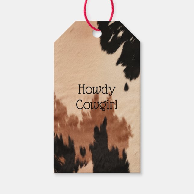 Cream Brown Cowhide Gift Tags (Front)