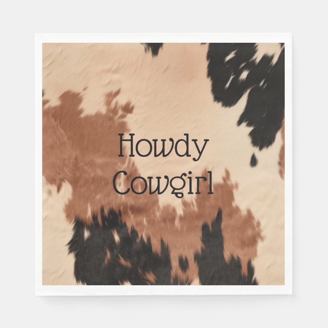 Cream Brown Cowhide Napkin (Front)