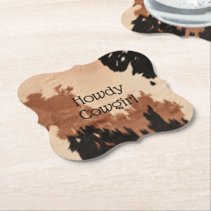 Cream Brown Cowhide Paper Coaster
