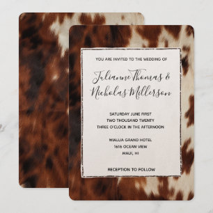 Cream Brown Cowhide Wedding Invitation