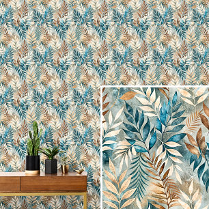 Cream Brown Dark Green Leaves Autumn Tones Leaf Wallpaper