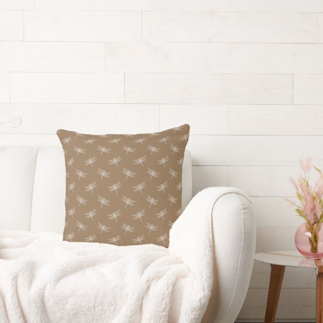 Cream Brown Dragonflies  Cushion (Couch)