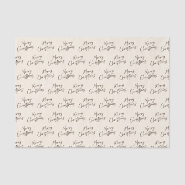 Cream Brown Elegant Script Merry Christmas Tissue Paper (Front)