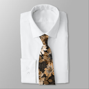 Cream, brown flowers on a dark brown  tie