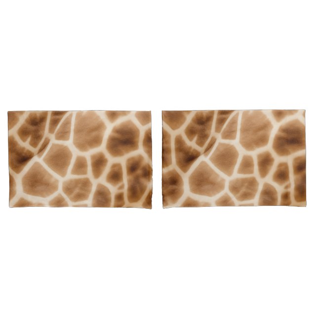 Cream Brown Giraffe Animal Print Pillowcase (Front-Set)