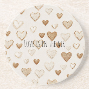 Cream & Brown Hearts Coaster