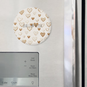 Cream & Brown Hearts Magnet