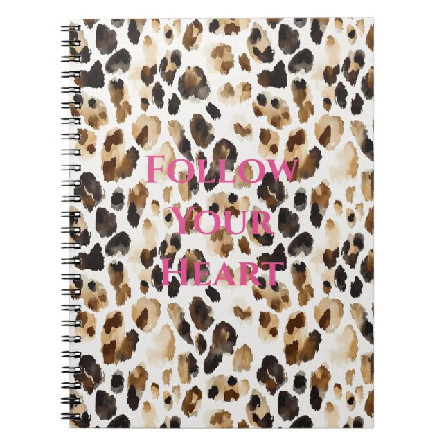 Cream Brown Leopard Animal Print Notebook (Front)