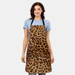 Cream Brown Leopard Print Apron