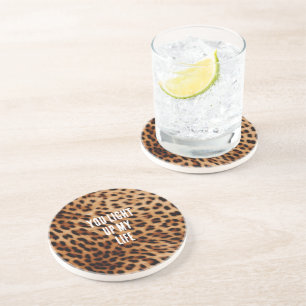 Cream Brown Leopard Print Coaster