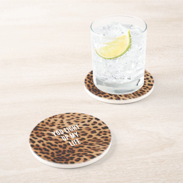 Cream Brown Leopard Print Coaster (Side)