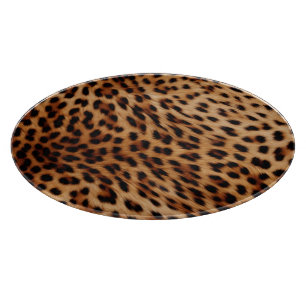 Cream Brown Leopard Print Cutting Board