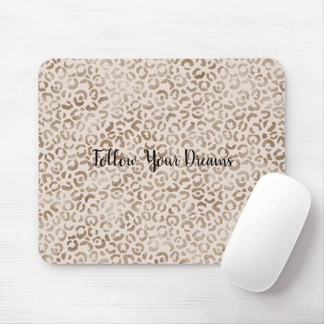 Cream Brown Leopard Print        Mouse Mat (With Mouse)
