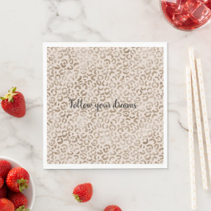 Cream Brown Leopard Print Napkin